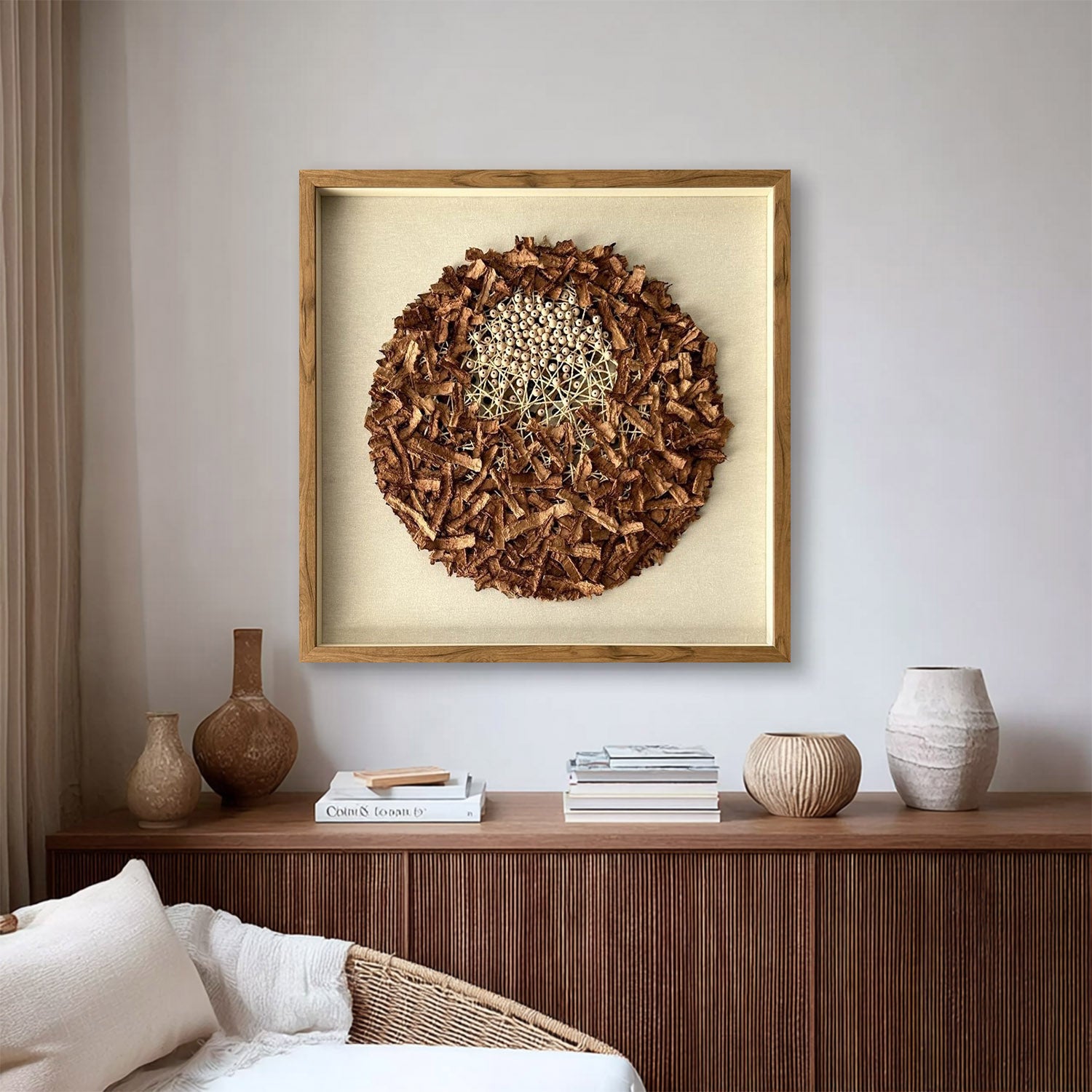 Installation Art painting brown texture wall art sculpture wall art