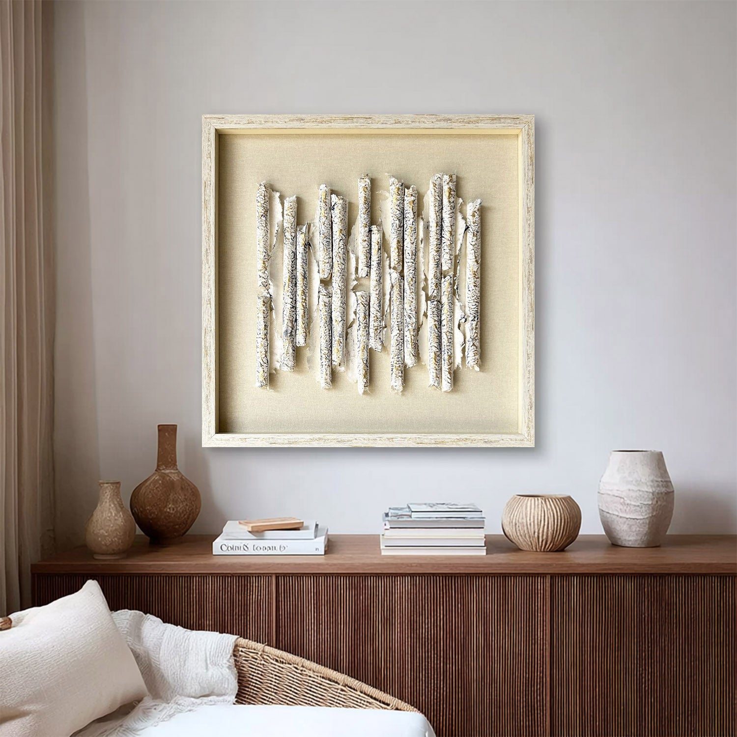 White texture wall decor Installation Art painting sculpture wall art 