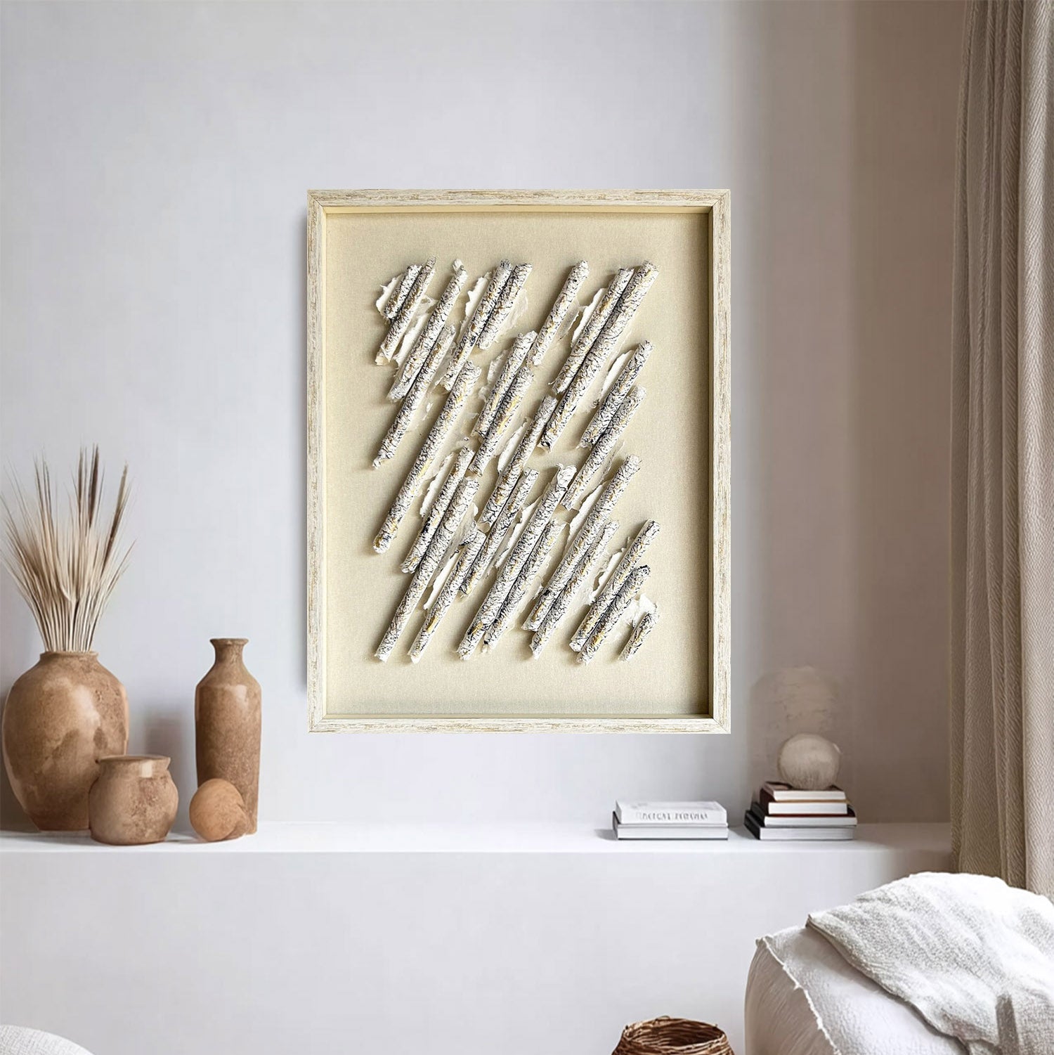 White texture wall decor Installation Art painting sculpture wall art 