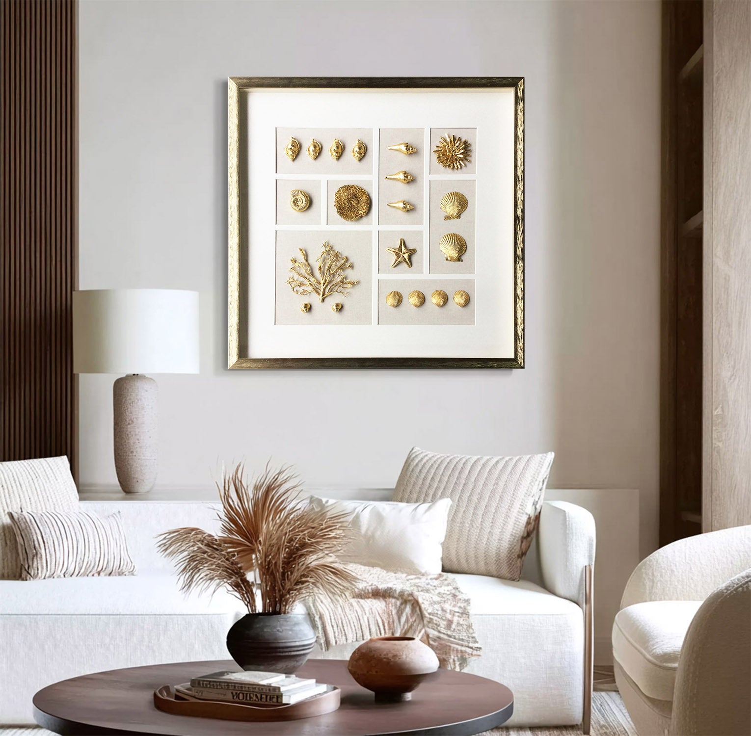 Golden conch wall decor art Golden conch painting conch decor painting