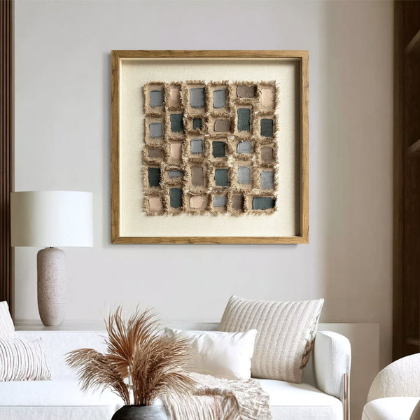 Brown canvas paint art, linen decor painting, canvas decor painting