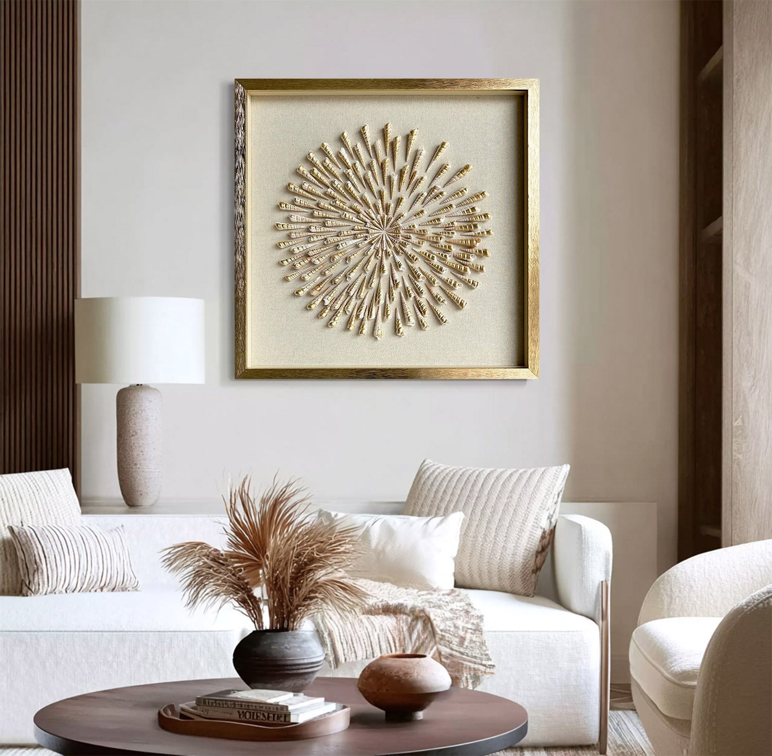 Golden conch wall decor art Golden conch painting conch decor painting