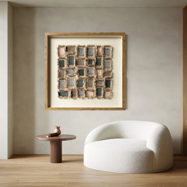 Brown canvas paint art, linen decor painting, canvas decor painting