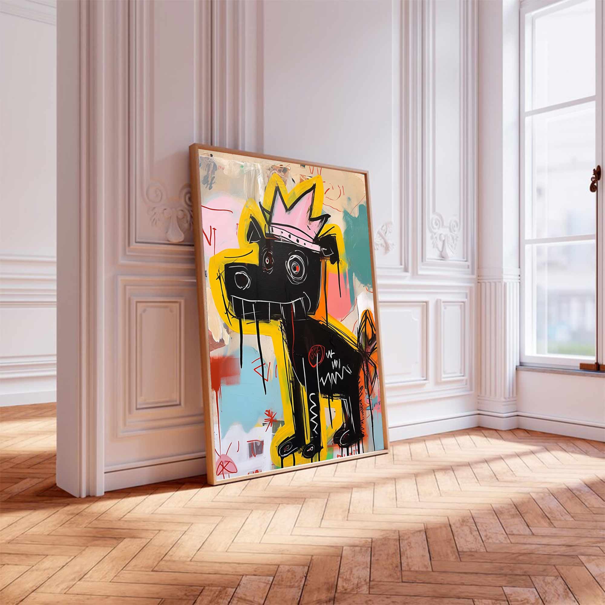 Graffiti Black Dog Painting Colorful Pop Art Street Art Dog Wall Decor