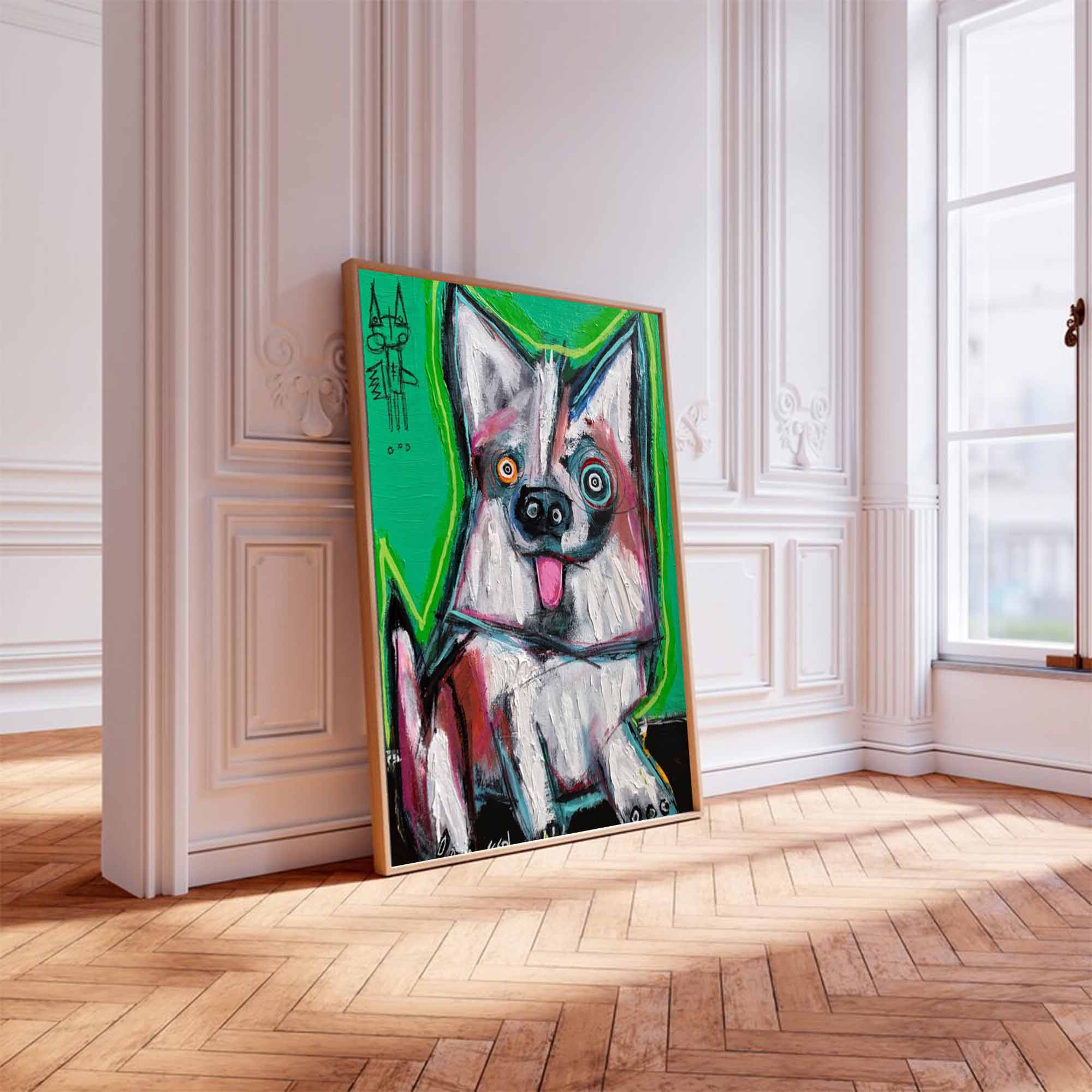 Modern Pop Art Colorful Pop Art Dog Canvas Street Graffiti Dog Art