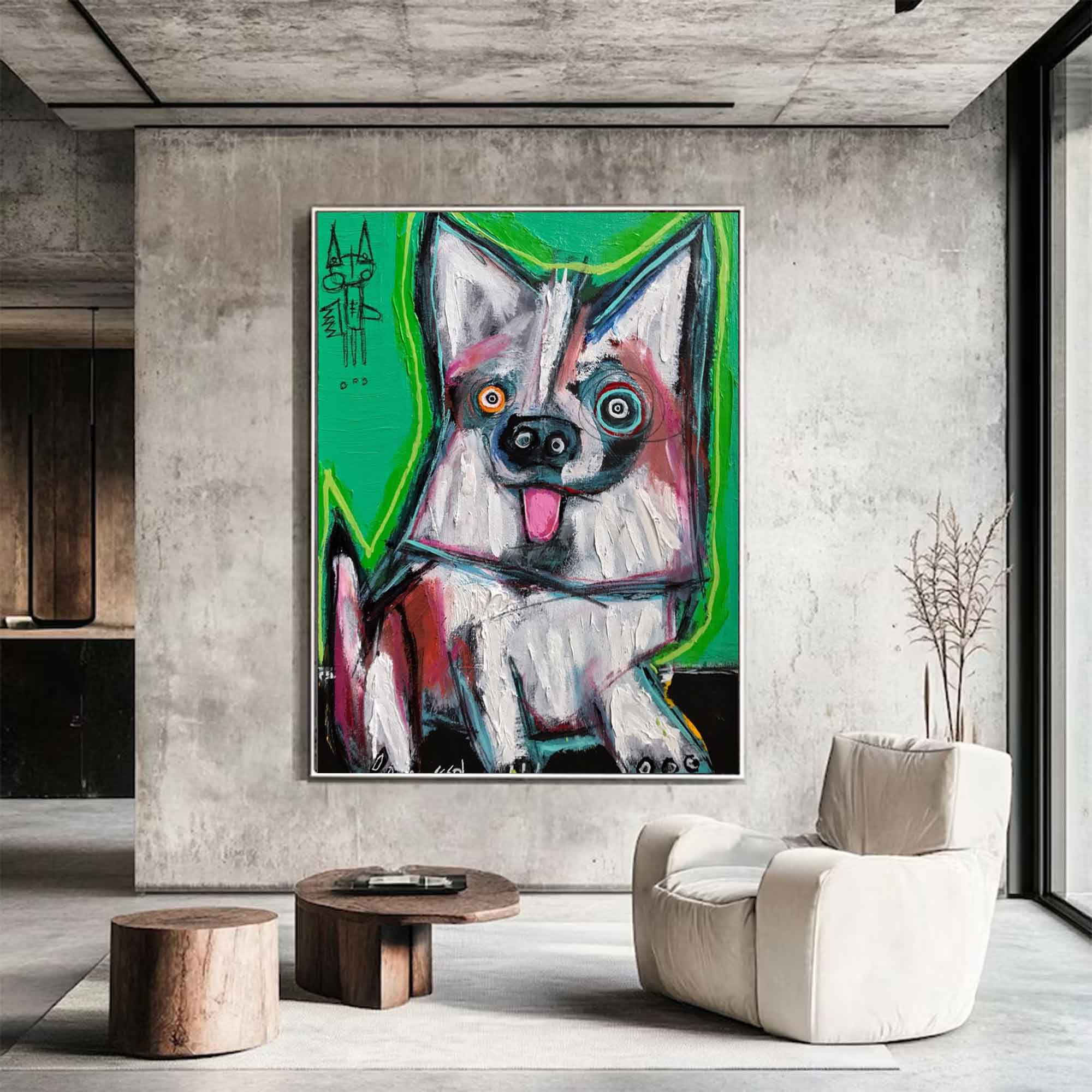Modern Pop Art Colorful Pop Art Dog Canvas Street Graffiti Dog Art