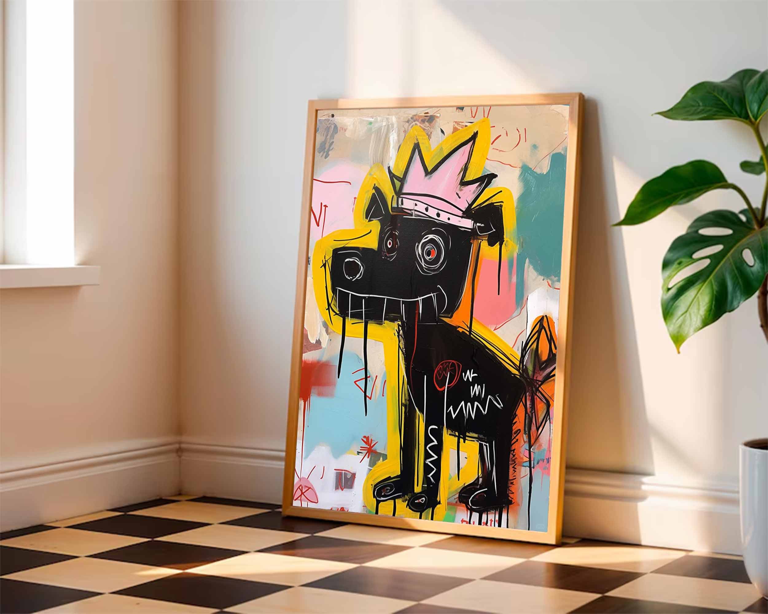 Graffiti Black Dog Painting Colorful Pop Art Street Art Dog Wall Decor