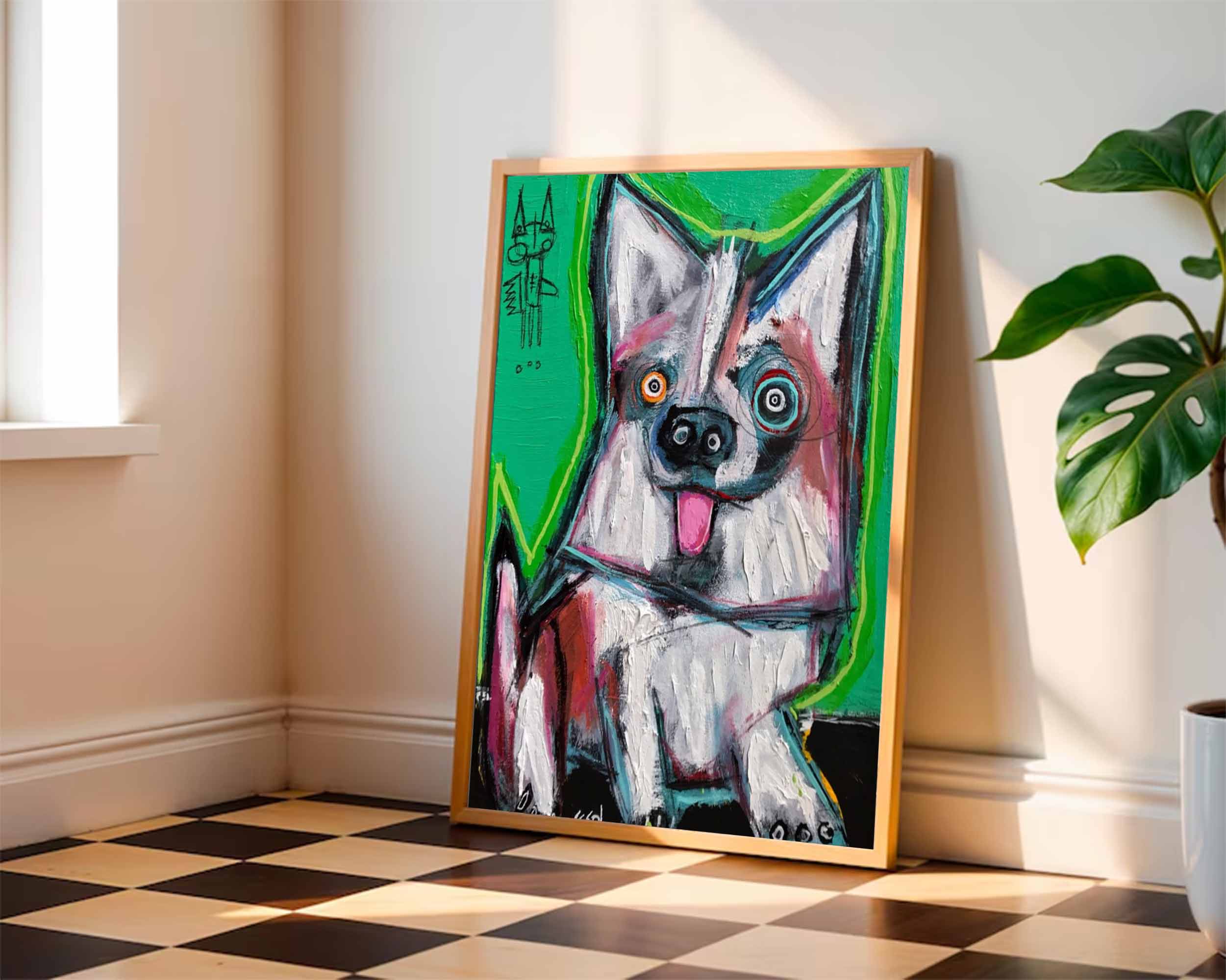 Modern Pop Art Colorful Pop Art Dog Canvas Street Graffiti Dog Art