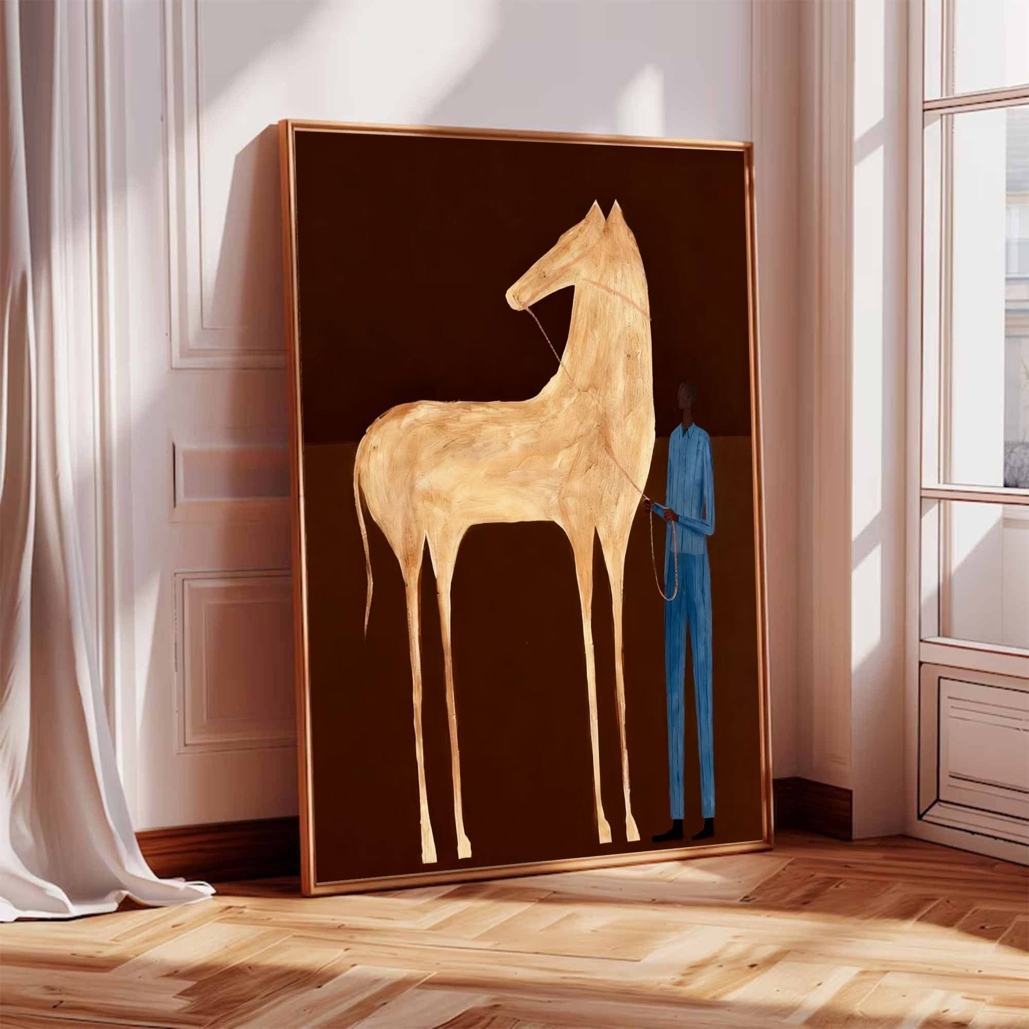 Surreal Horse Art Painting Horse Painting Modern Folk Art Horse & Rider