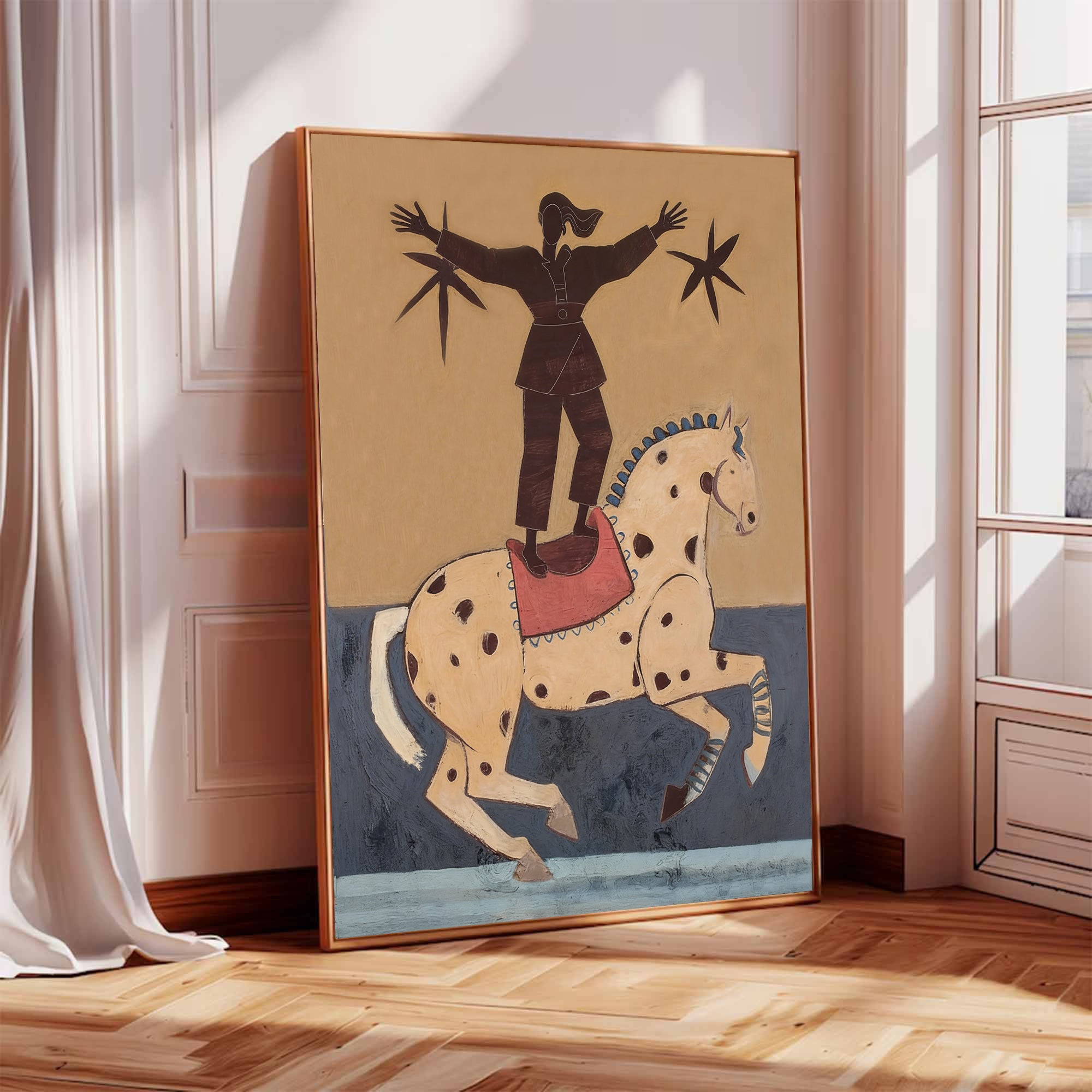 Mid Century Modern Horse Painting  Expressionist Oil Painting Boho Wall Art