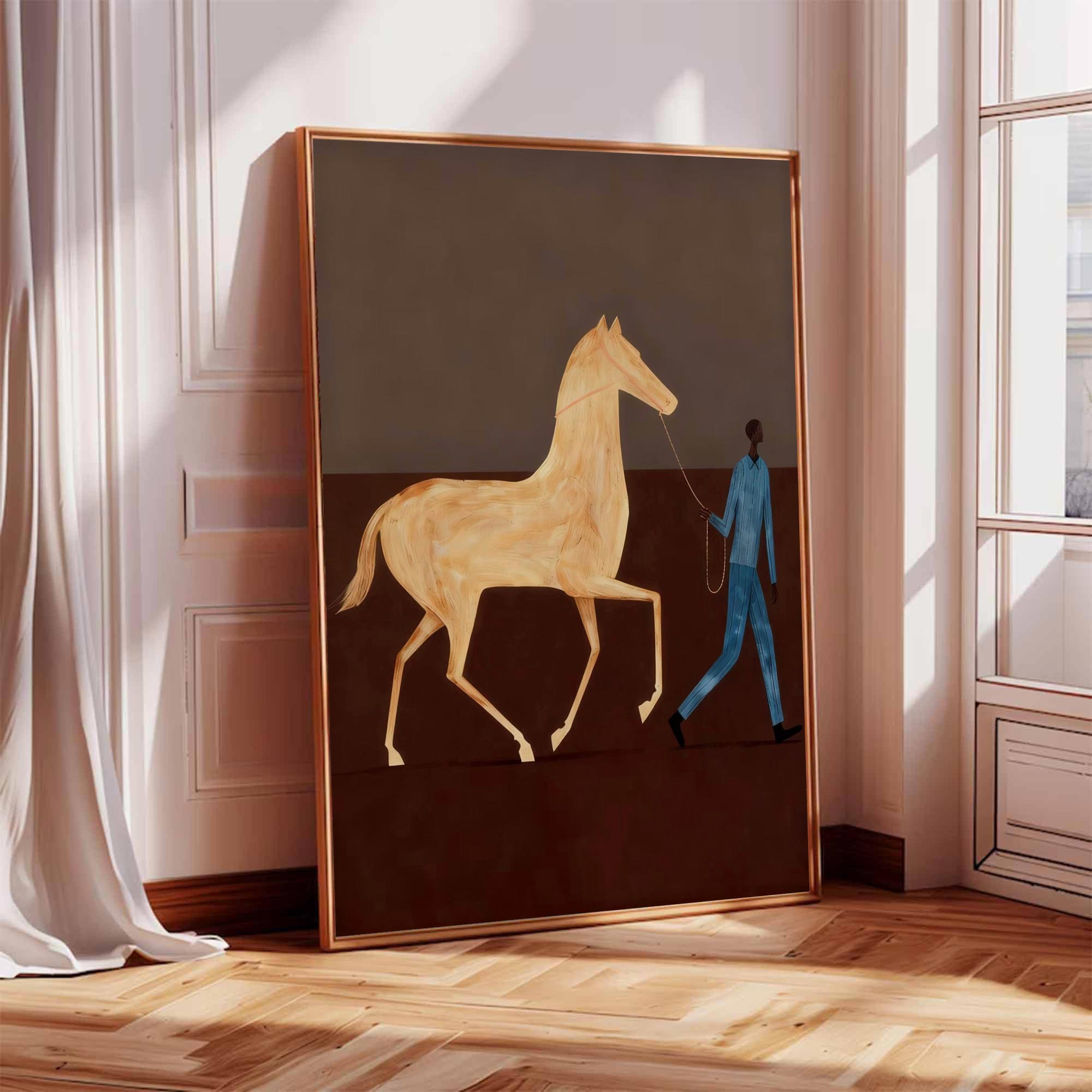 Surreal Horse Art Painting Horse Painting Modern Folk Art Horse & Rider