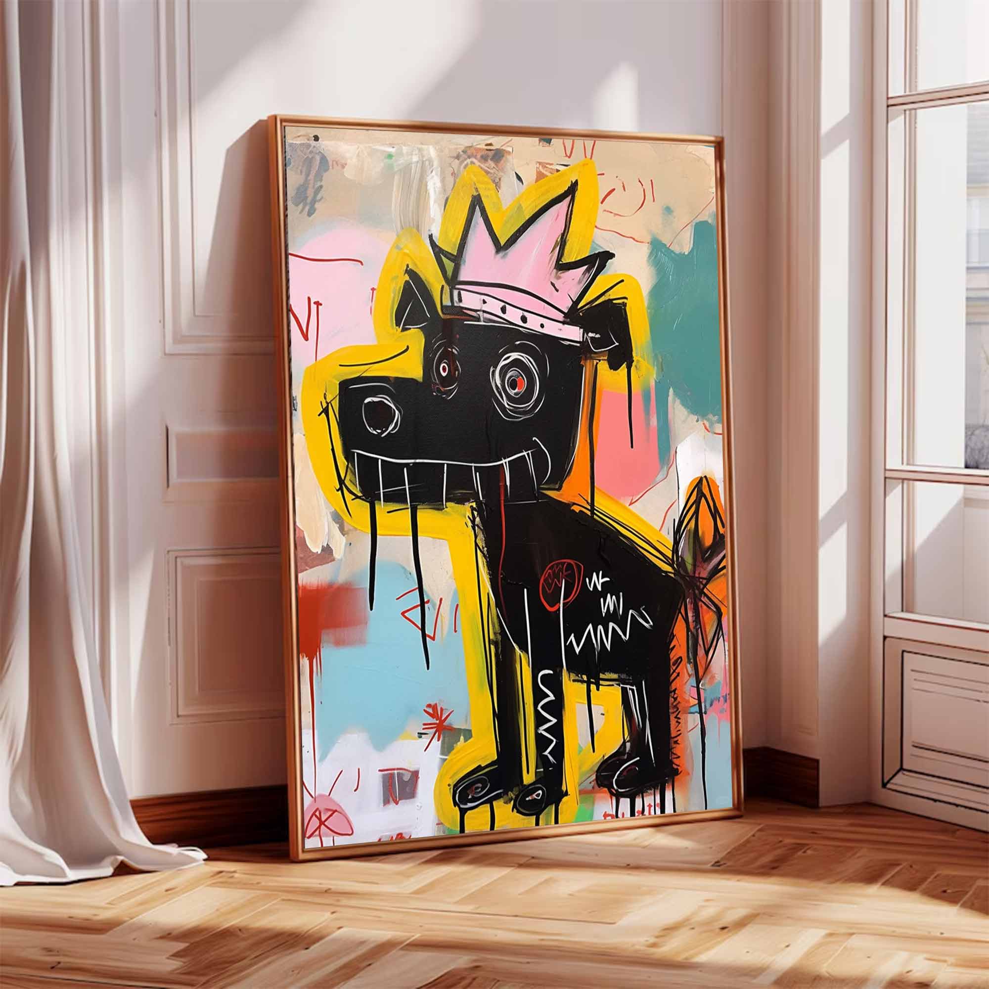 Graffiti Black Dog Painting Colorful Pop Art Street Art Dog Wall Decor