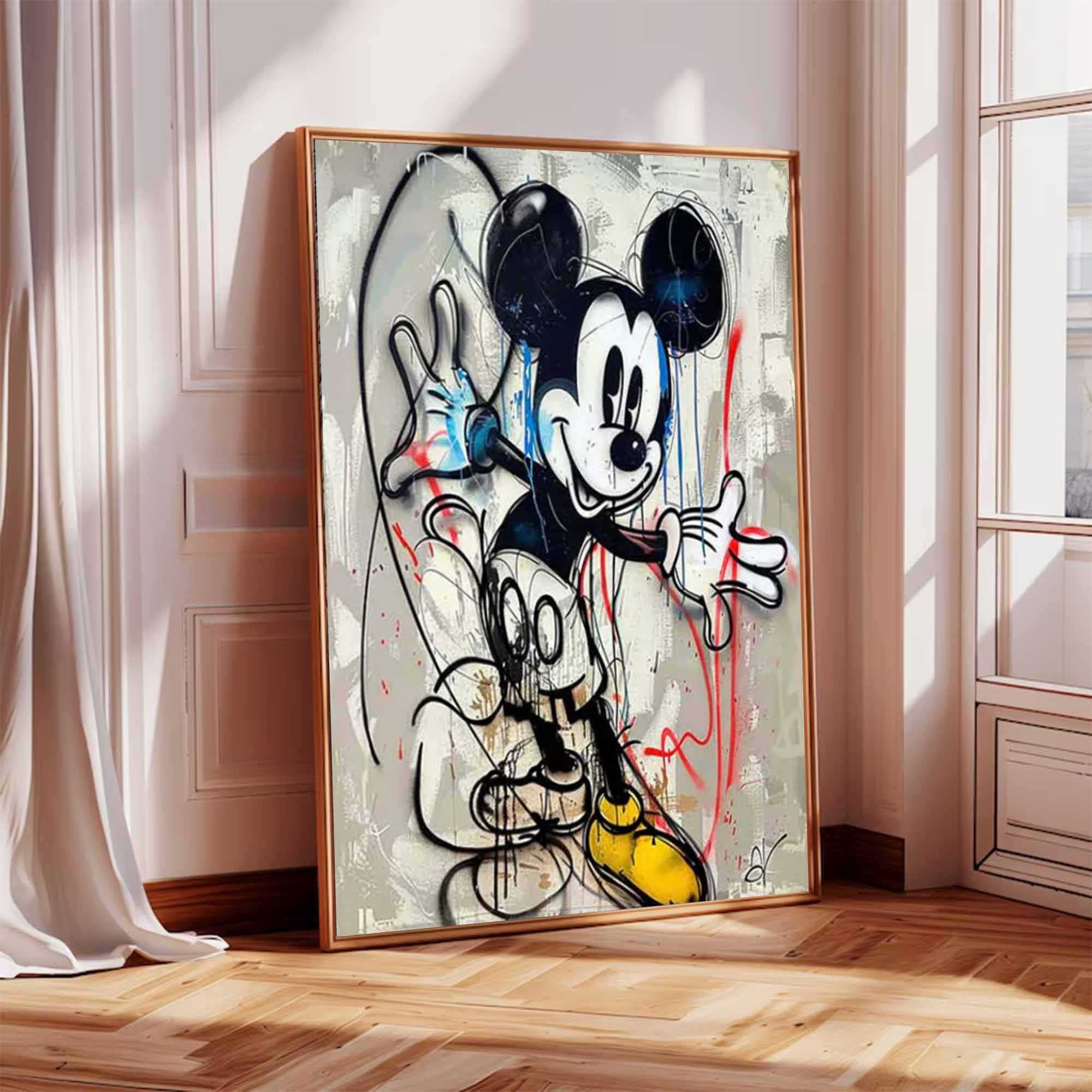 street art style graffiti cartoon Mickey Mouse Graffiti painting