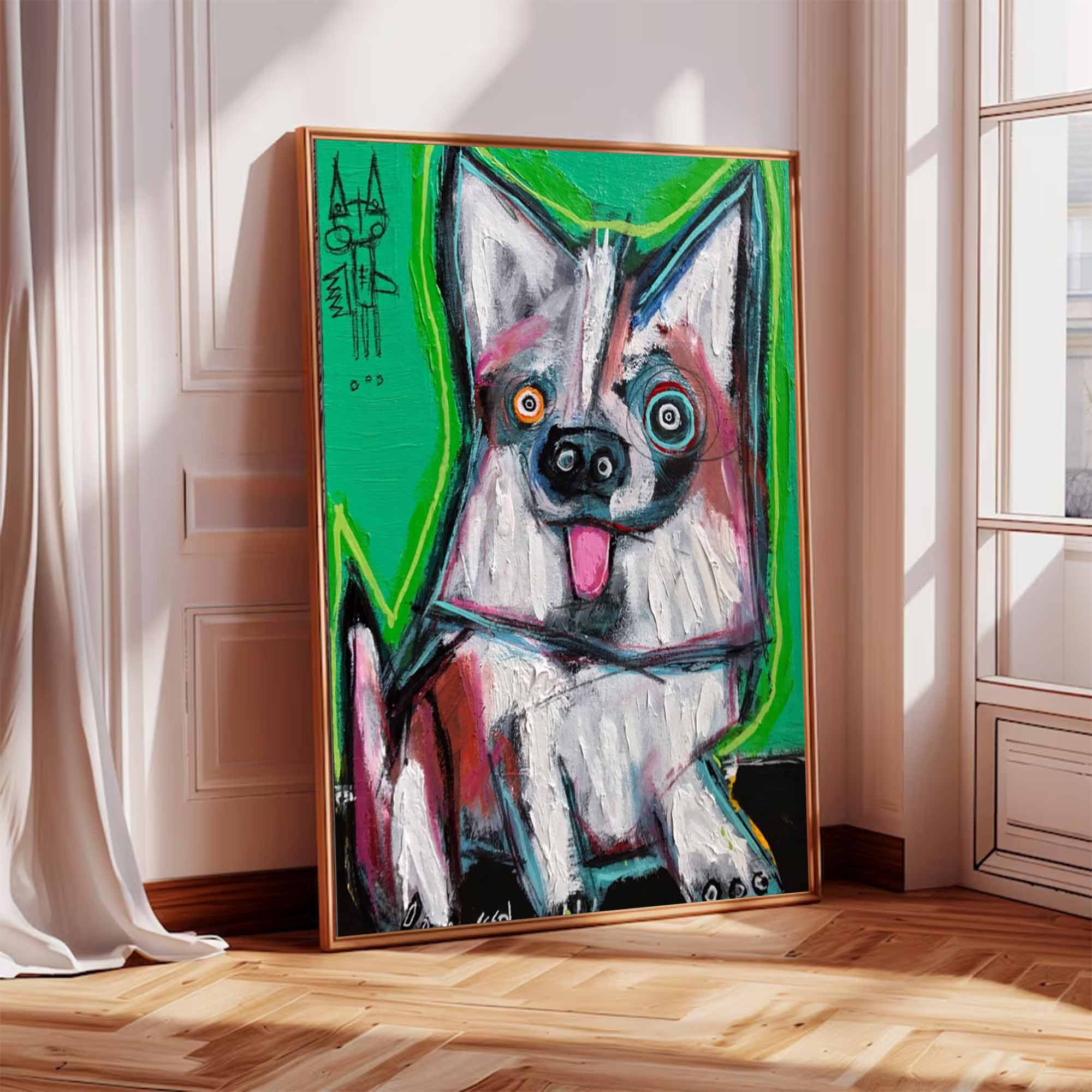 Modern Pop Art Colorful Pop Art Dog Canvas Street Graffiti Dog Art