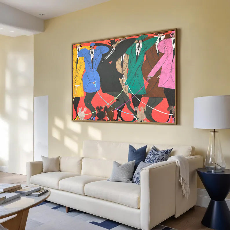 Mid-Century Modern Fashionistas Oil Painting - 80s Retro Style Hand-Painted Decor