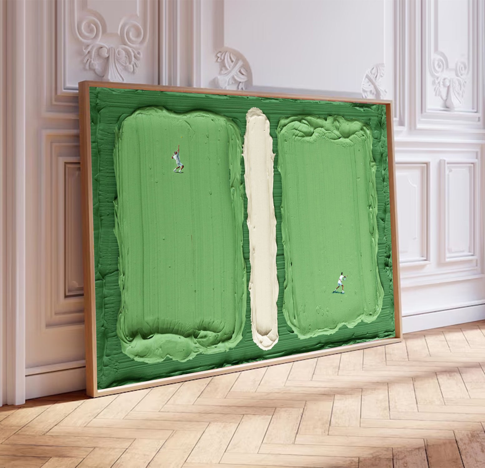 green Tennis Court Art green Tennis Ball 3D Texture Impasto Art