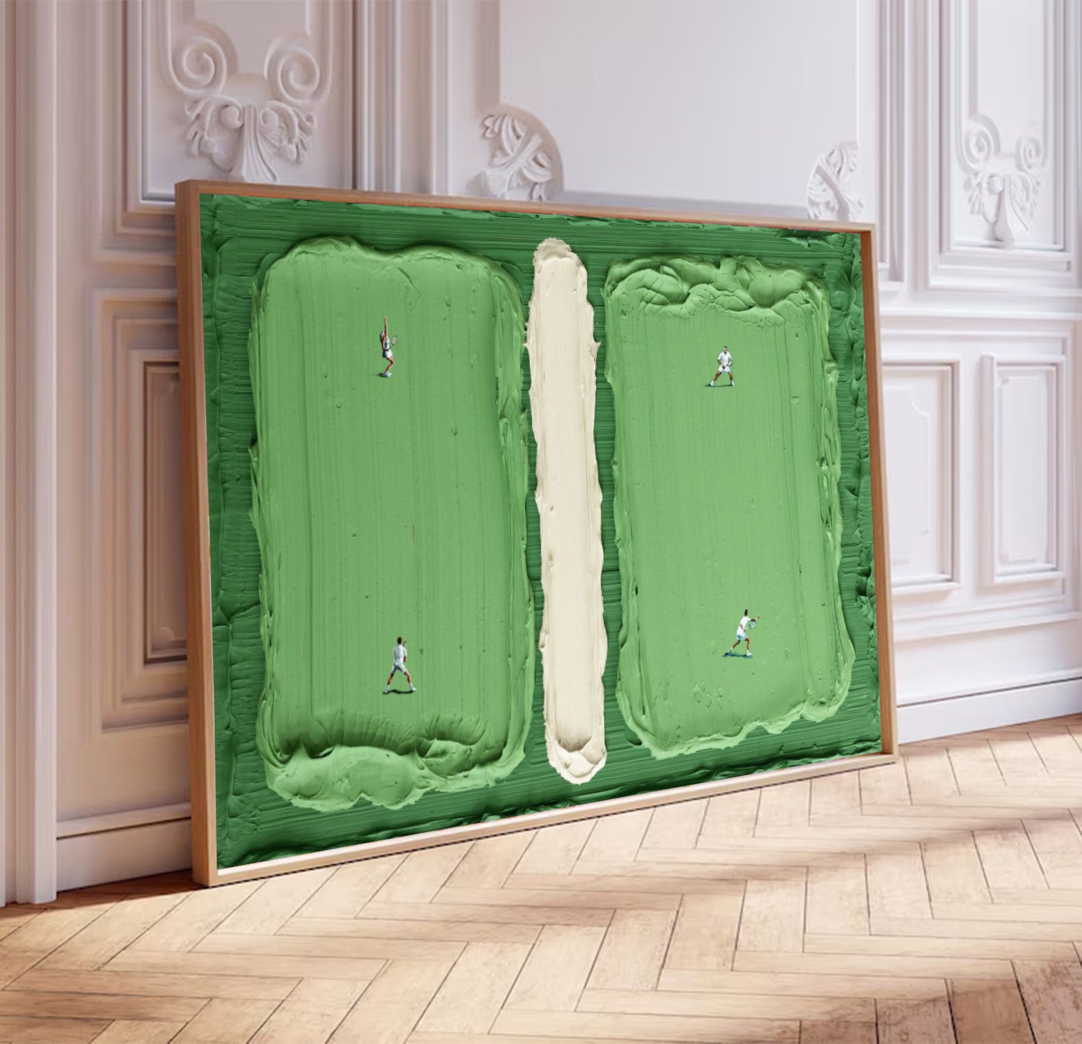 green Tennis Court Art green Tennis Ball 3D Texture Impasto Art