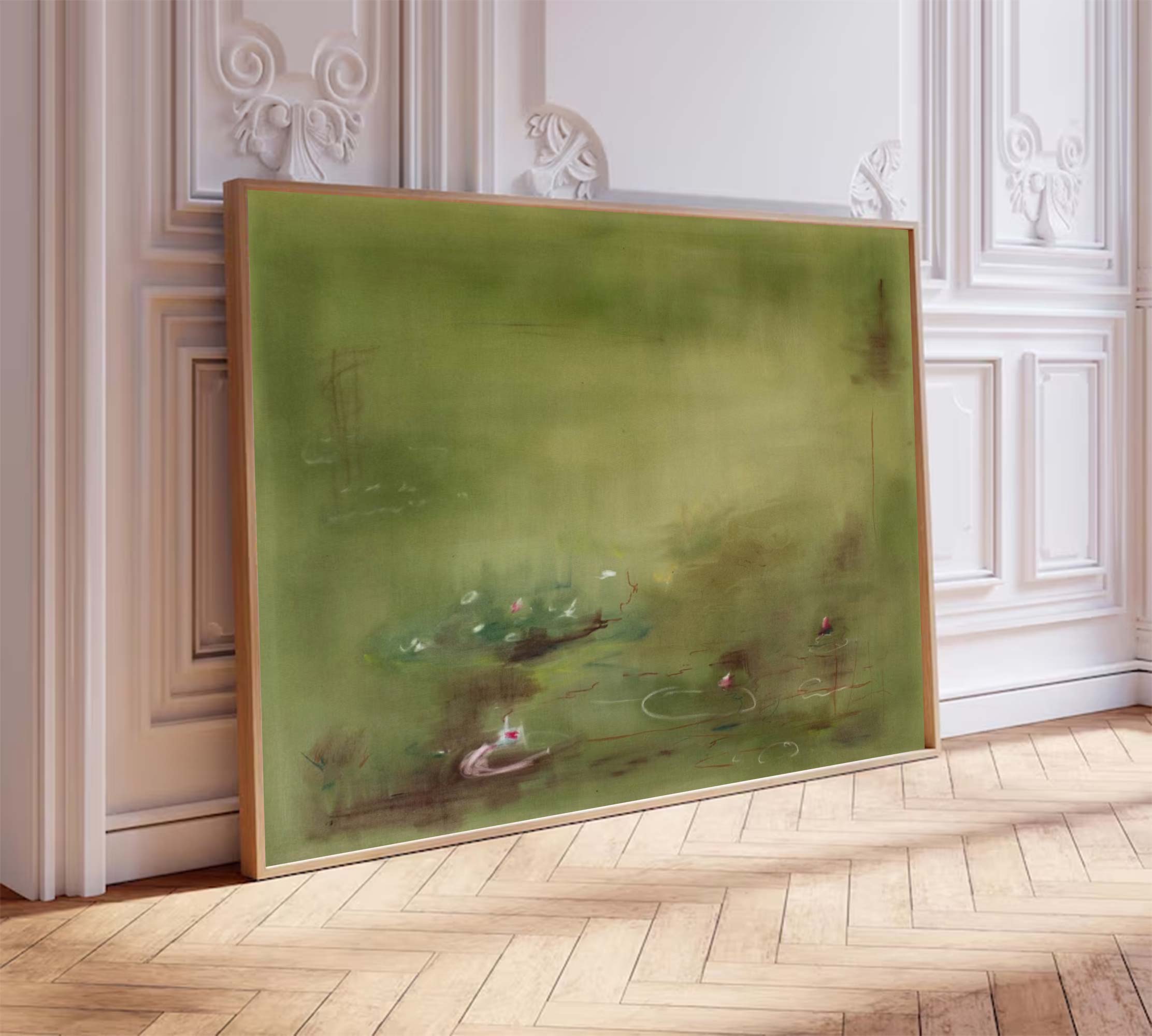 green flower painting Green plant painting, green graffiti art, 