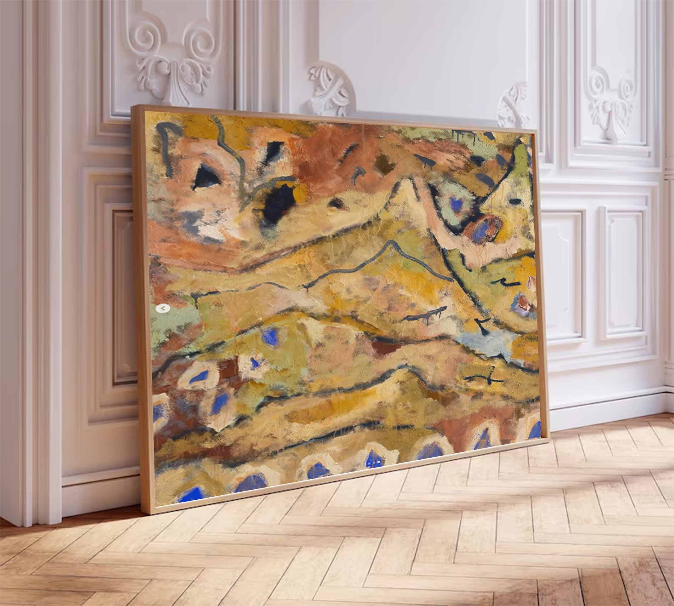 Earth-toned floral paintings brown pop abstract art brown graffiti art