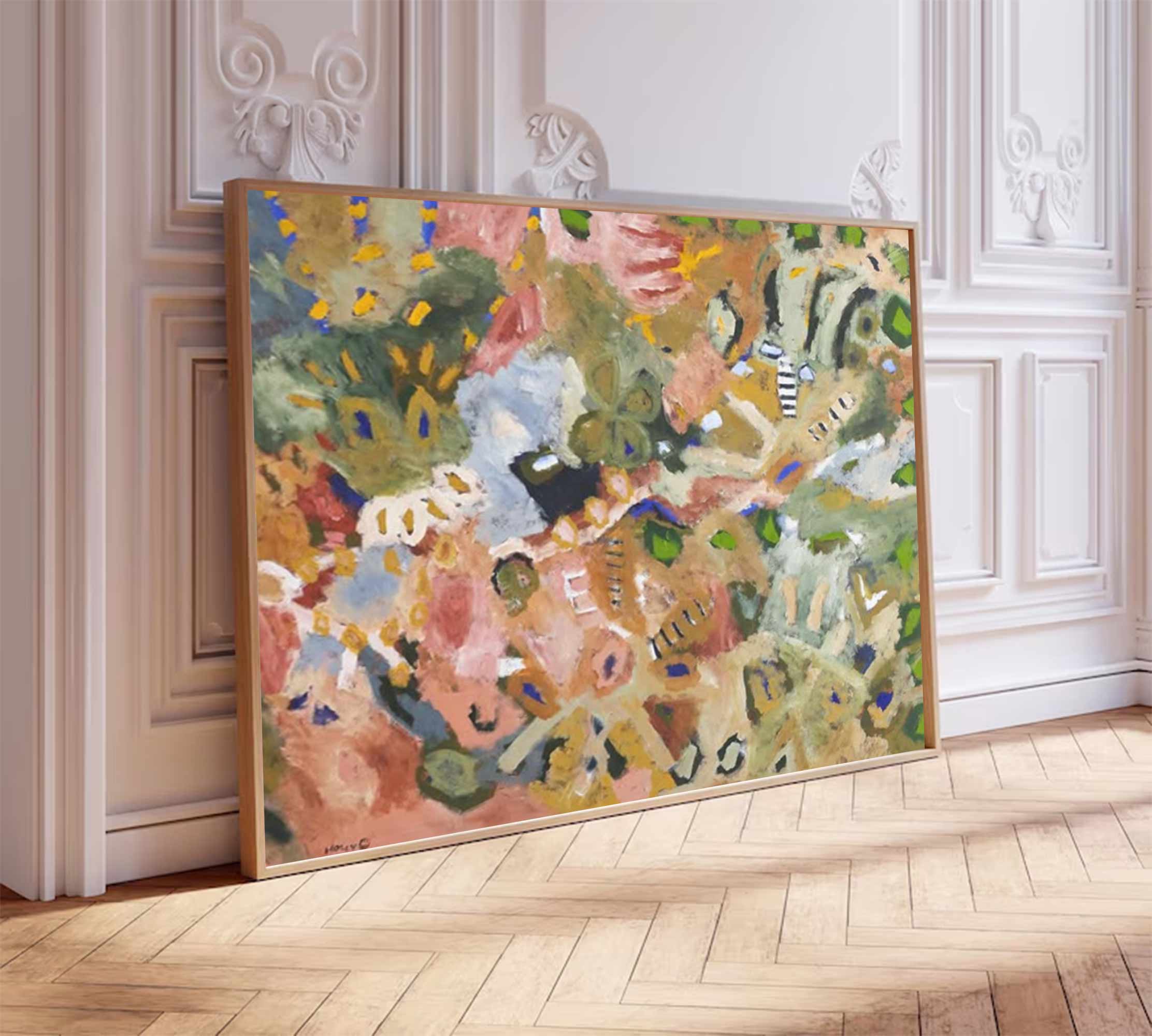 brown pop abstract art brown graffiti art Earth-toned floral painting