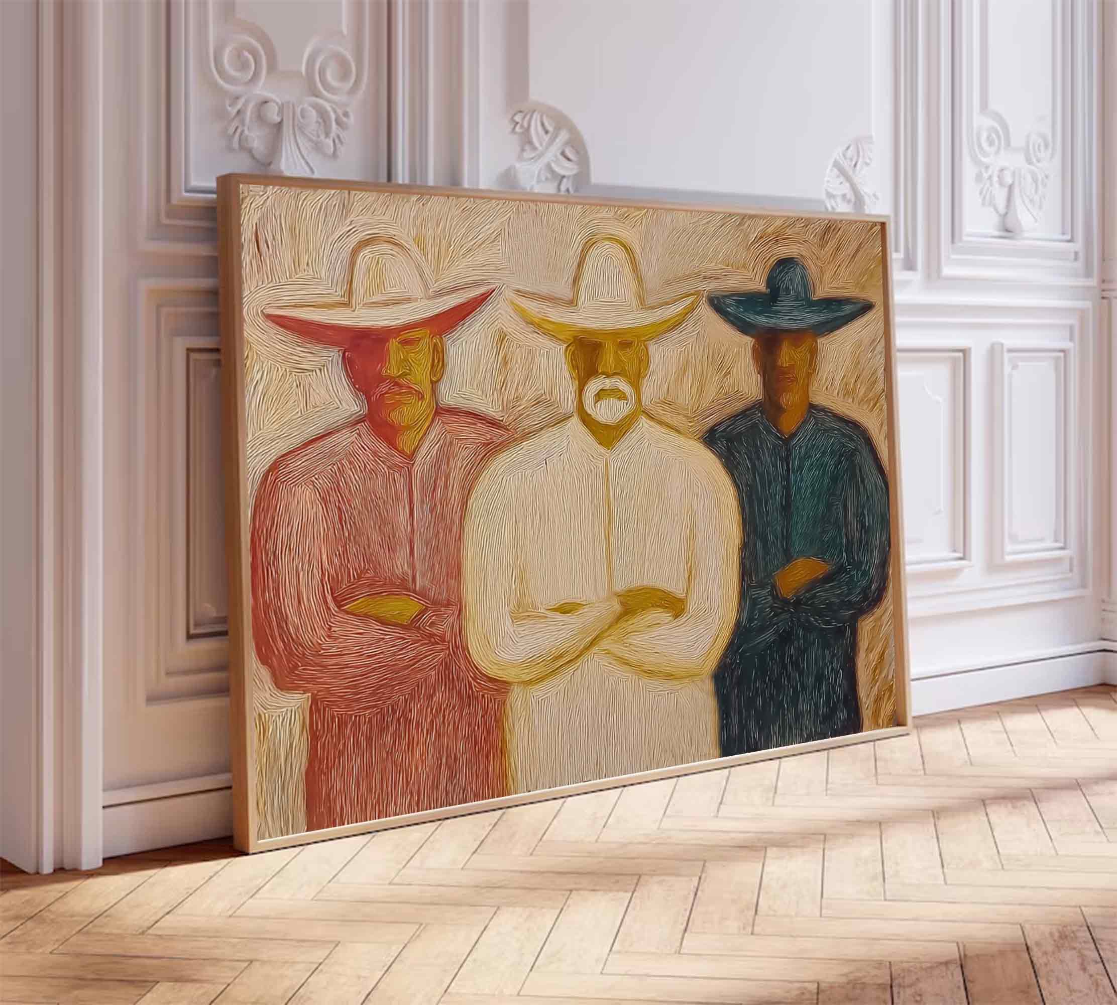 Abstract people painting, western cowboy people graffiti wall decor painting