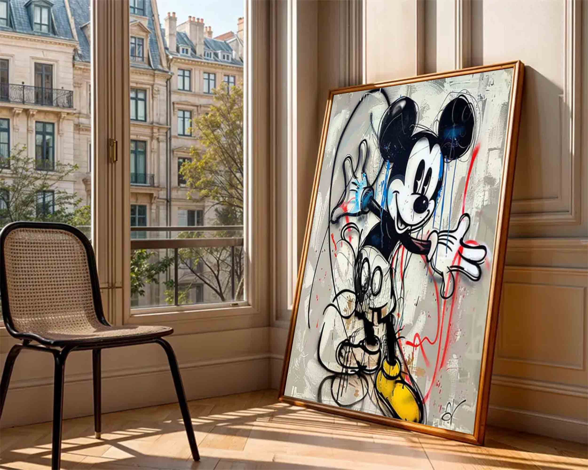 street art style graffiti cartoon Mickey Mouse Graffiti painting