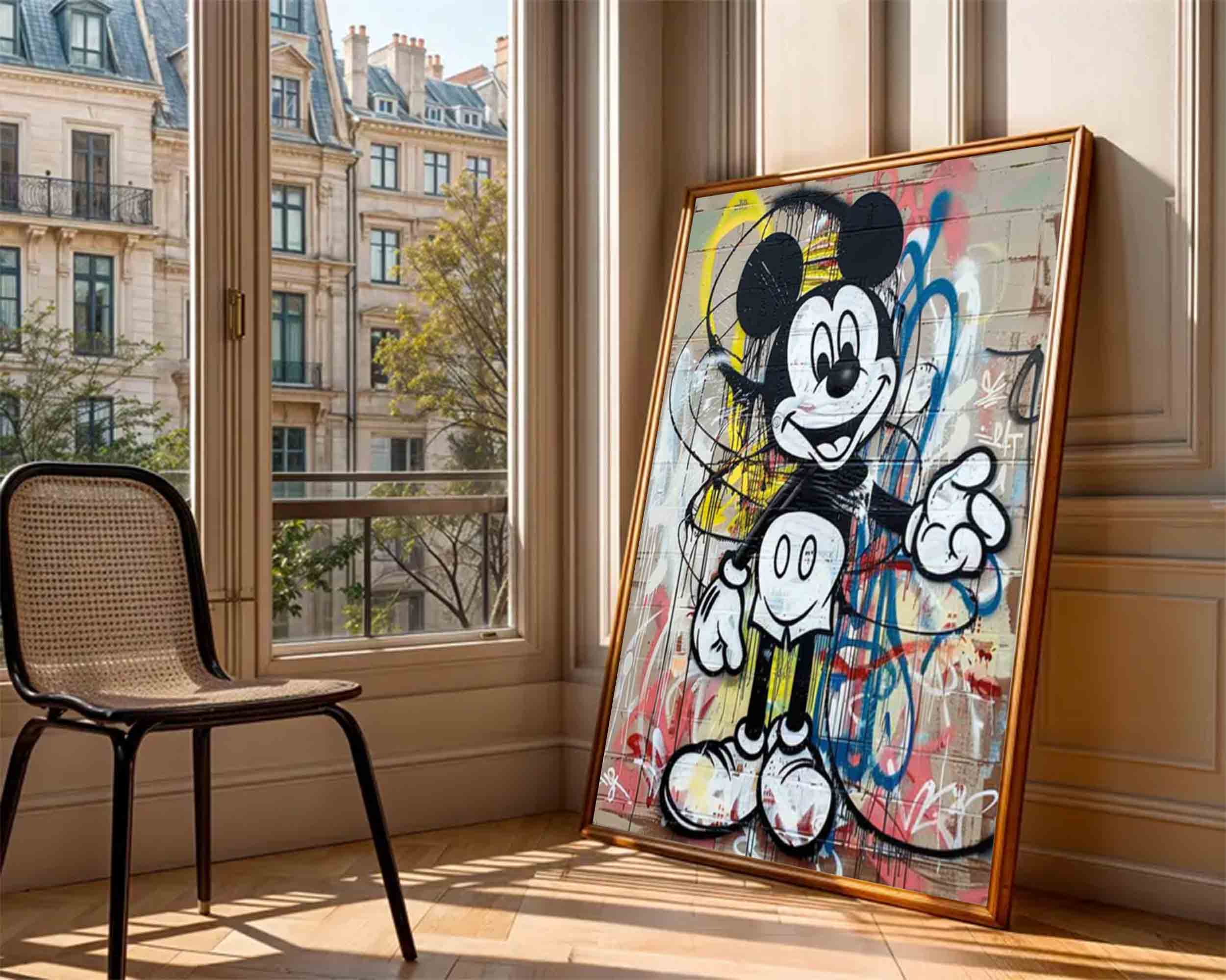 street art style graffiti cartoon Mickey Mouse Graffiti painting
