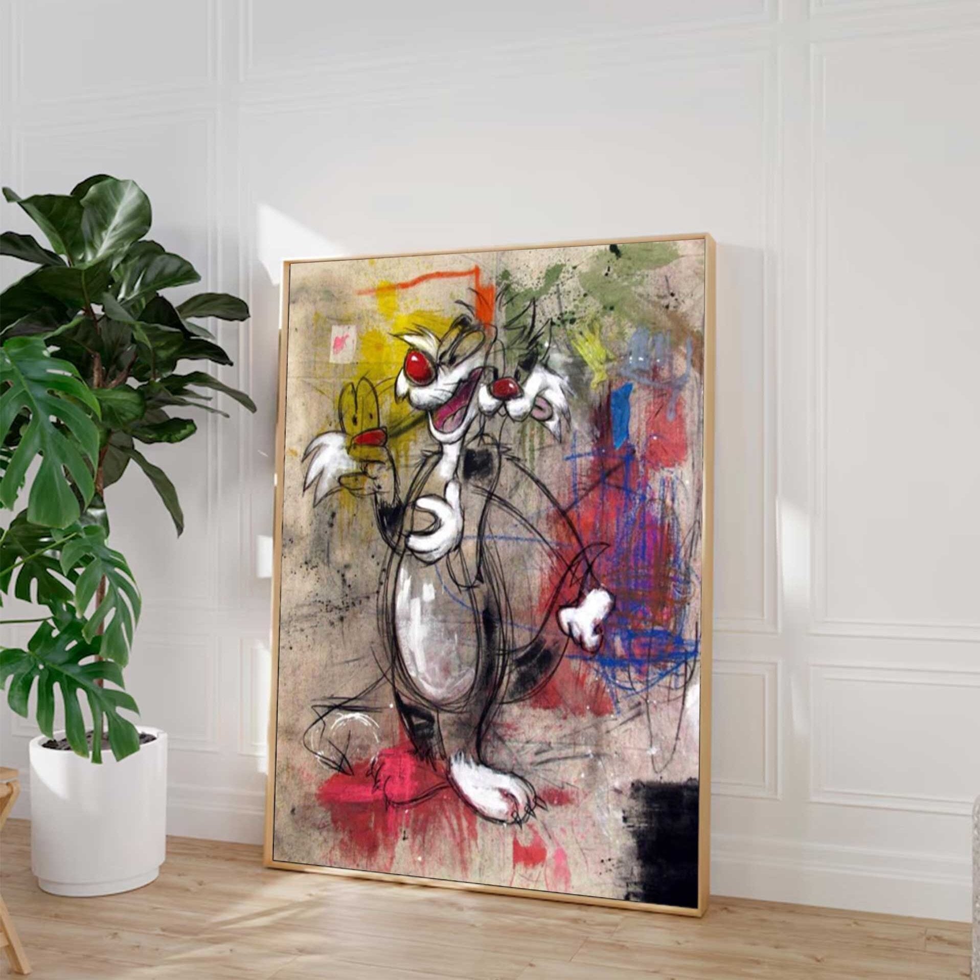 Basquiat style art colorful Pop graffiti Art street graffiti art