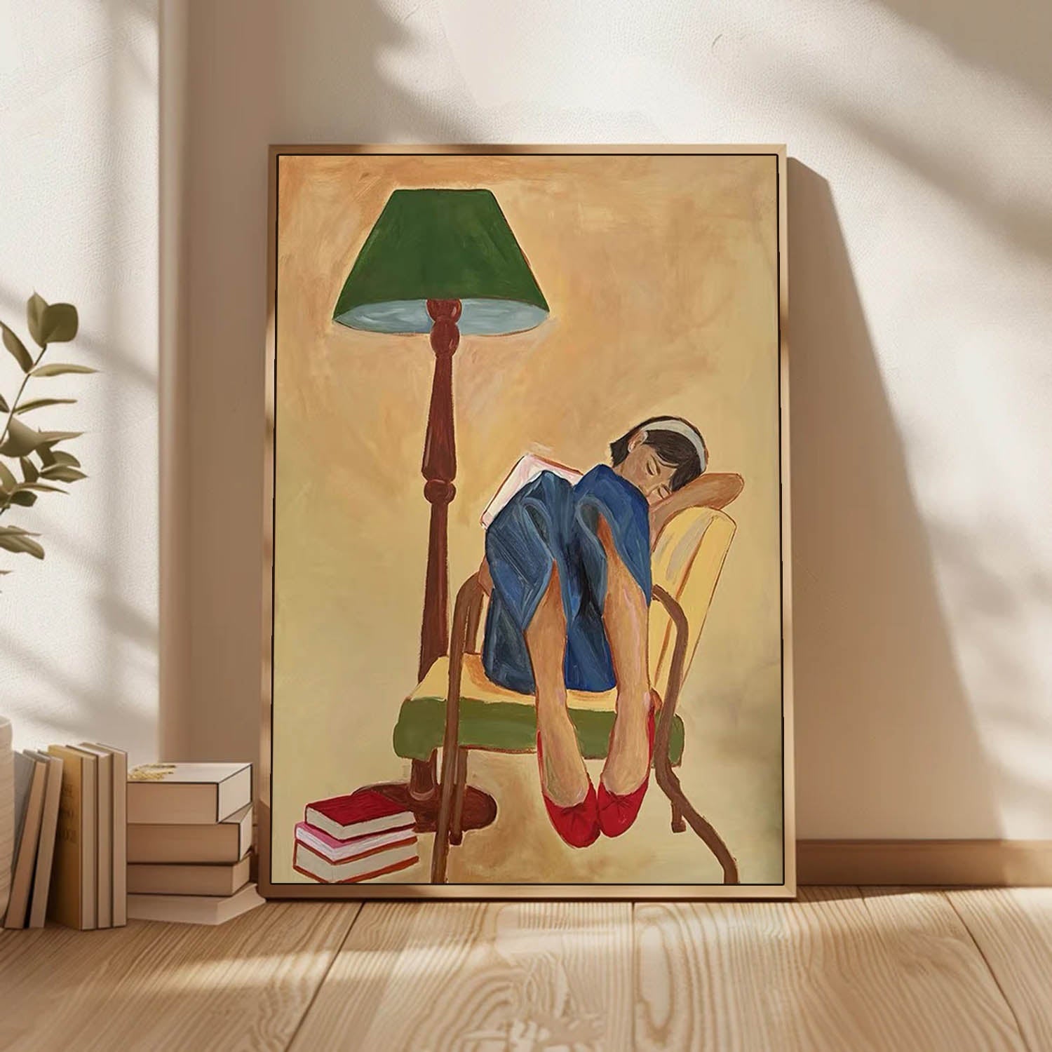 Matisse Style Girl Reading Oil Painting, Expressionist Mid-century Wall Art