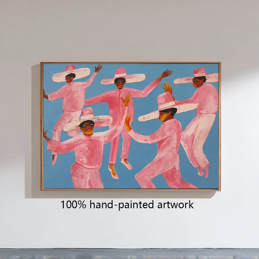 pink suit figure Abstract painting colorful hat people painting