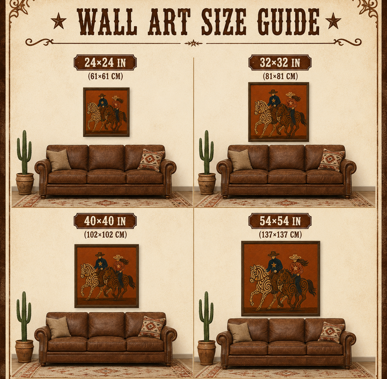 Two Cowboys Horses Art, Cowboy And Cowgirl Wall Decor, Dynamic Ranch Horses Canvas