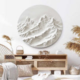 White Mountain Painting Large White Snow Mountain Painting Circle white Circle Snow Mountain texture canvas art