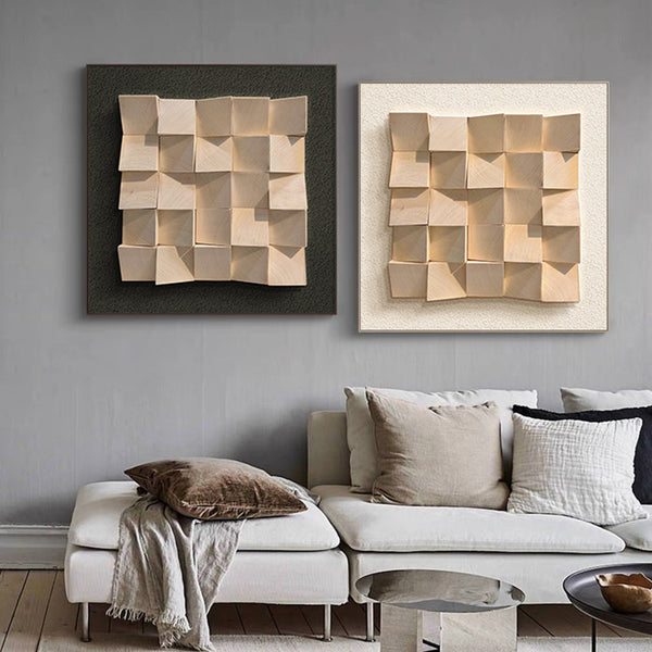 Set of 2 Wood decor painting Wood wall art Set of 2 wood Textured Art 