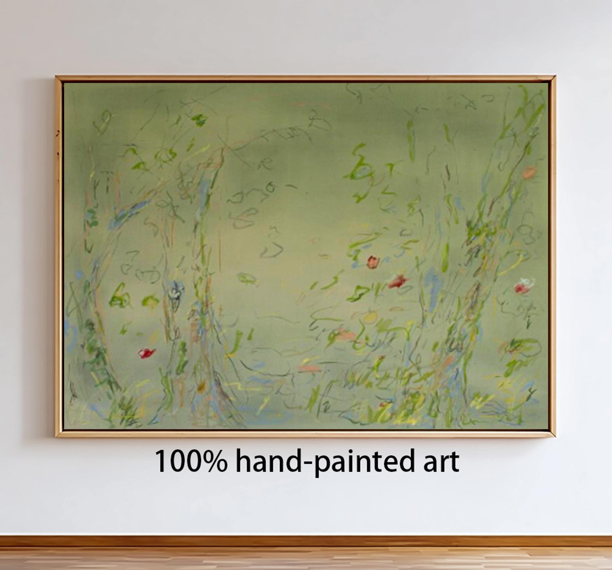 Green plant painting, green graffiti art, green flower painting