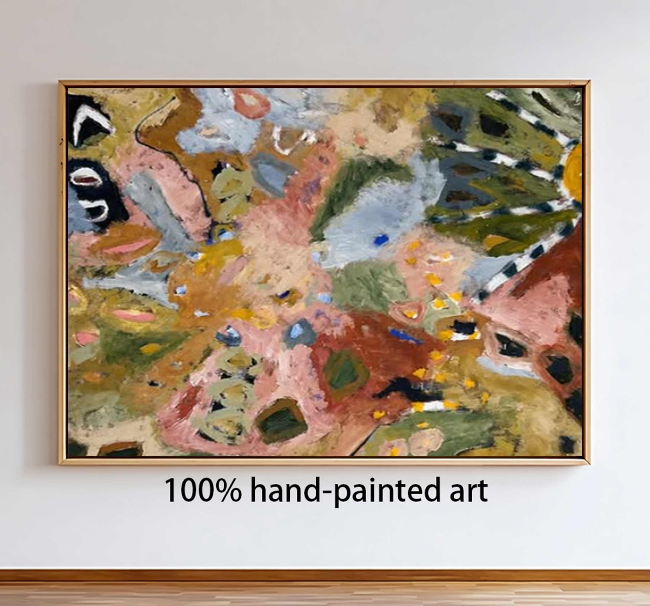 Brown graffiti art brown pop abstract art Earth-toned floral painting