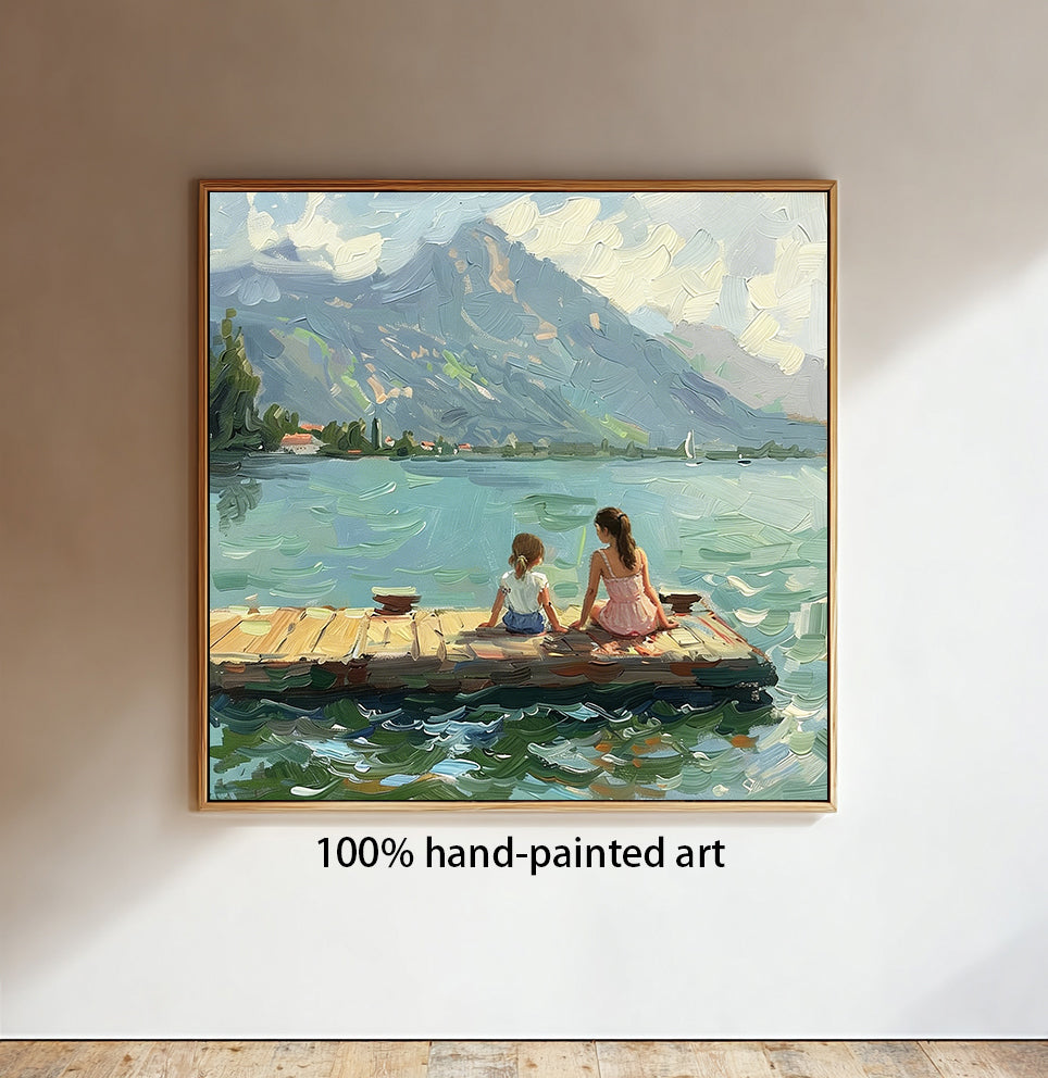 large Green Hand-painted oil painting Custom Nursery wall art girl from photo