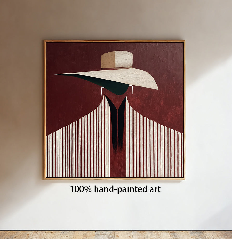 Hand-Painted Minimalist Portrait Art- Urban Chic Figural Oil Paintings