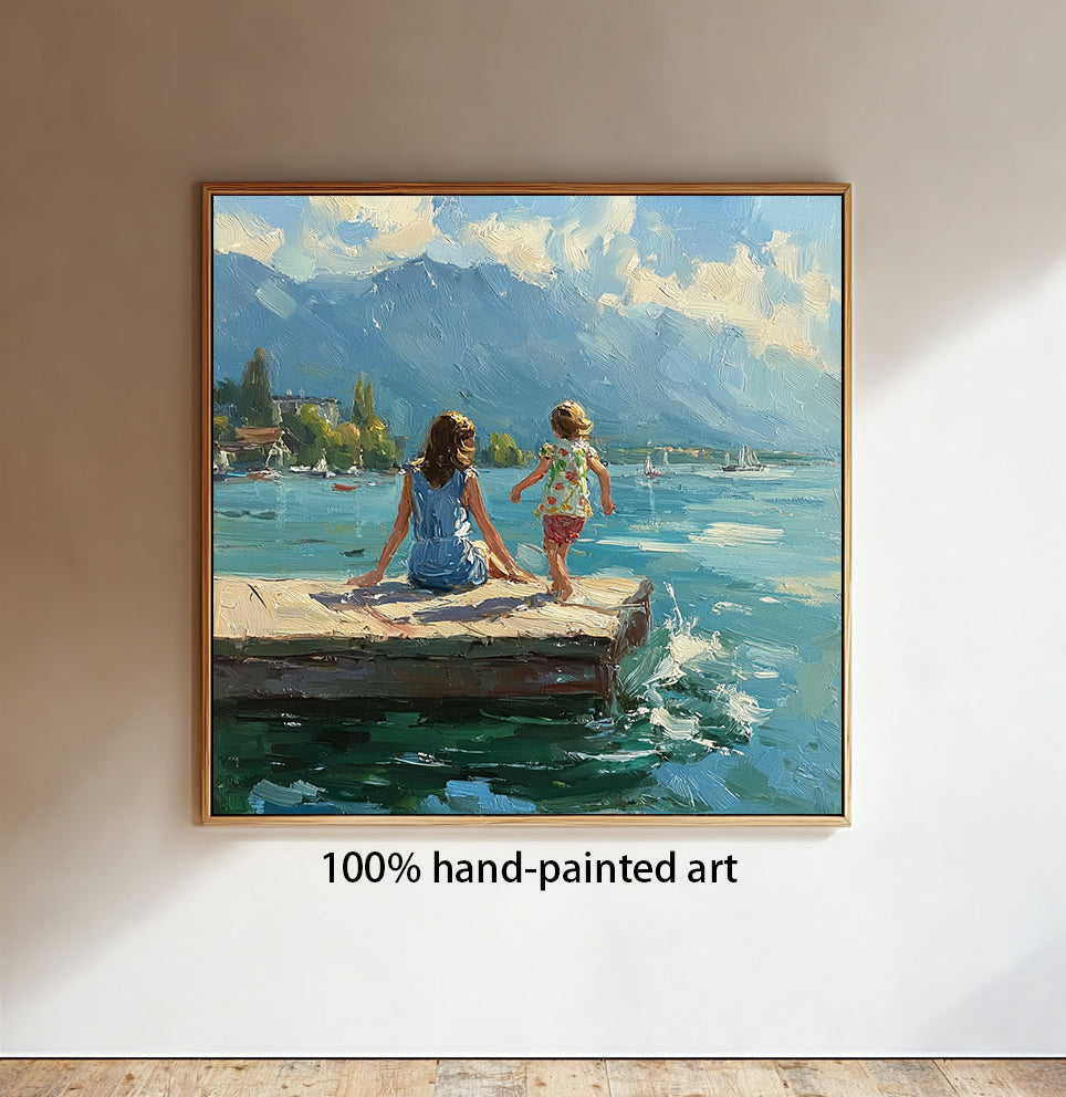 Summer landscape vacation art large Green Hand-painted oil painting 