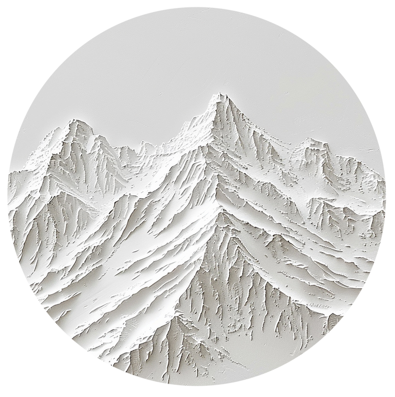 White Mountain Painting Large White Snow Mountain Painting Circle white Circle Snow Mountain texture canvas art