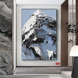 Black and White Snow mountain painting Snow mountain Abstract Painting Black and White mountain landscape painting