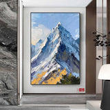 Snow mountain painting Large blue Snow mountain Abstract Painting mountain landscape painting