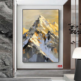 Snow mountain painting golden Snow mountains artwork mountain landscape painting.