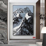 Snow mountain Abstract Painting Black and White Snow mountain painting Black and White mountain landscape painting