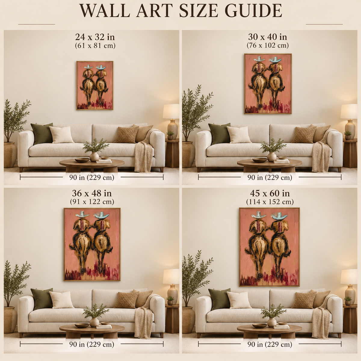 Horseback Riding Wall Art Western Riders On Horseback Hand-Painted Oil Painting | Rustic Wall Art