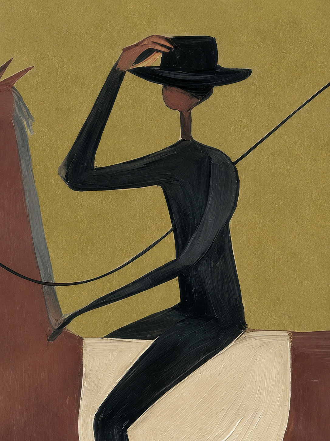 Mid Century Modern Horse Art With Abstract Rider For Living Room Decor
