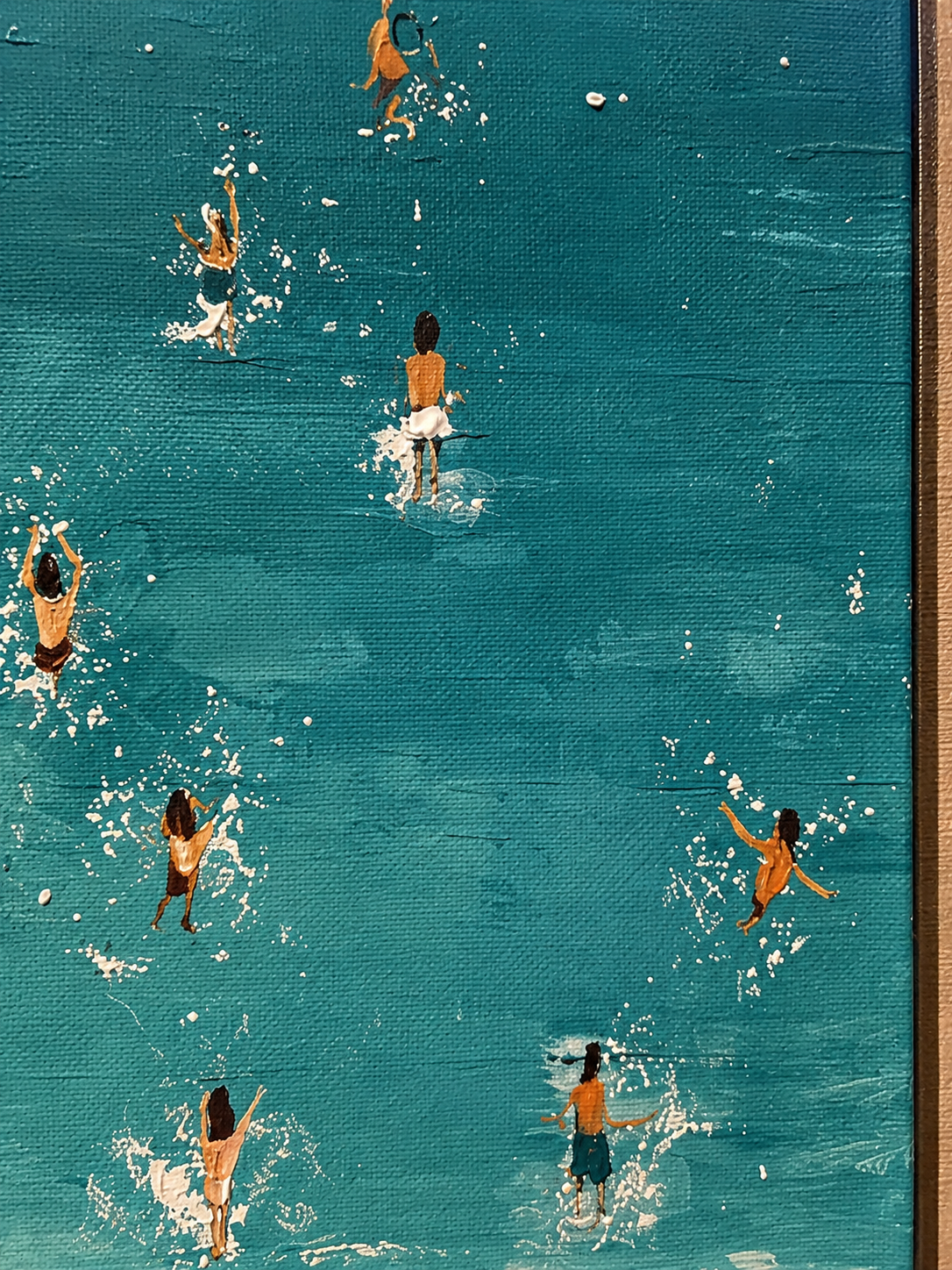 Minimalist Beach Painting With Figures And Shadows For Modern Home Decor