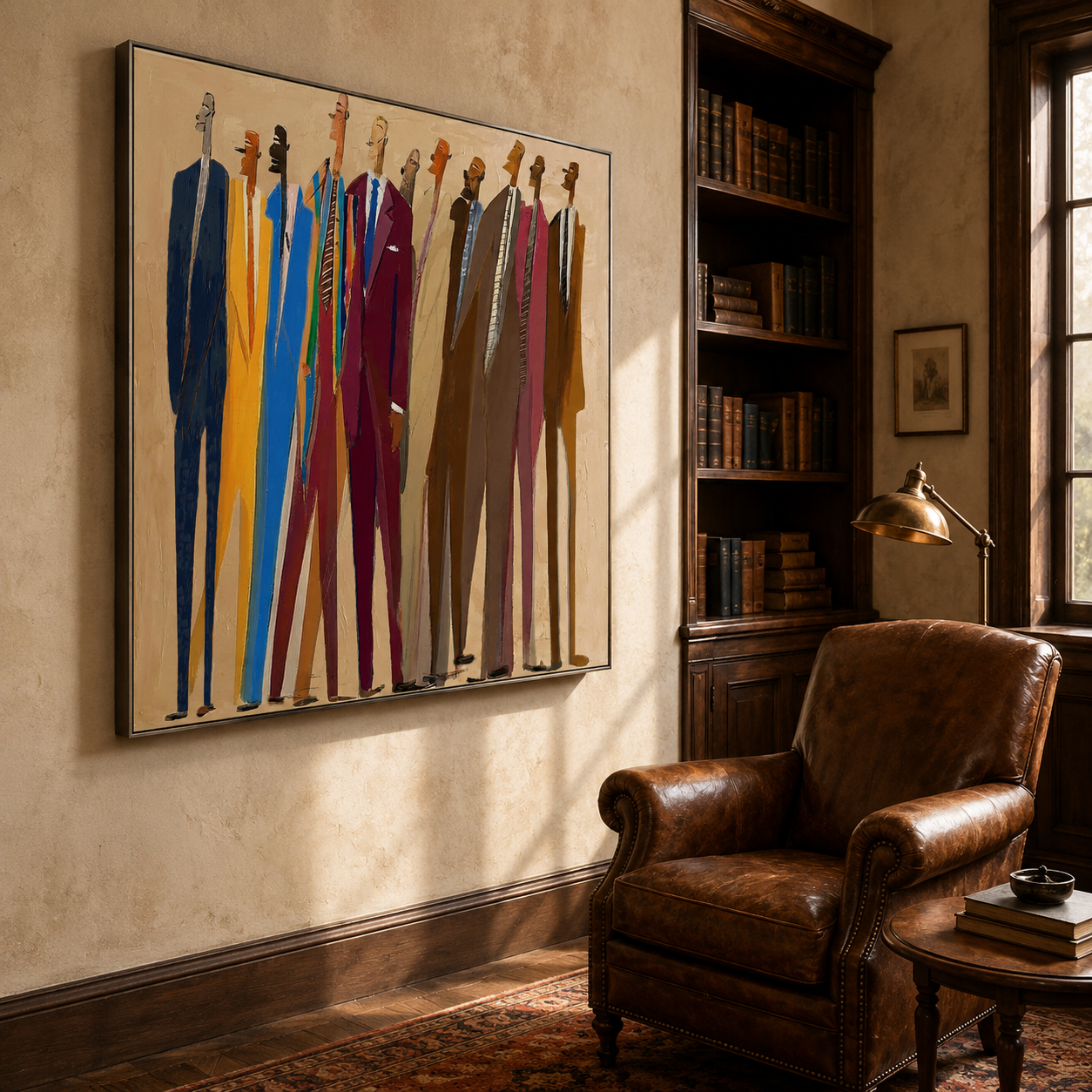 Abstract Men In Suits Painting Modern Figurative Art For Office Decor
