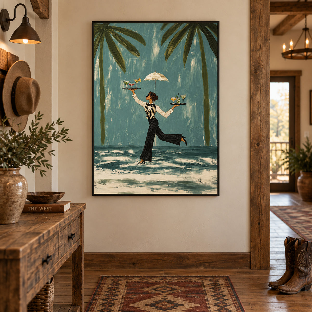 Tropical Bar Wall Art With Palm Trees For Modern Living Rooms