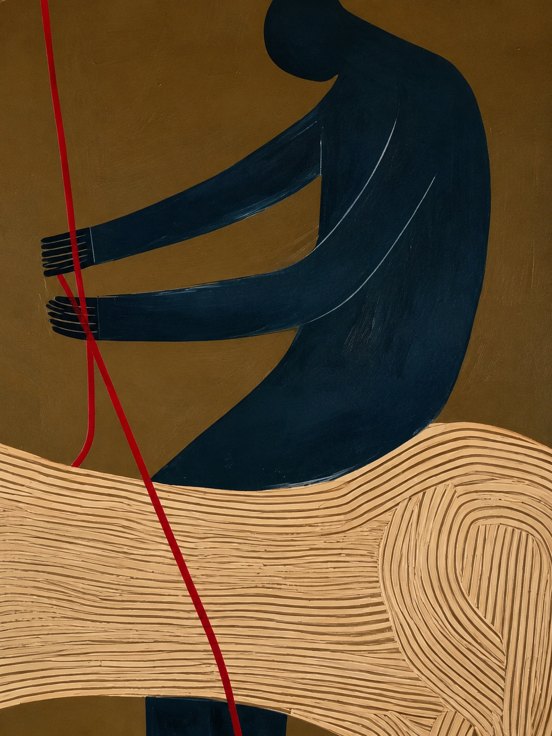 Abstract Storytelling Horse Canvas Art Featuring Human Silhouette In Earthy Minimalist Palette