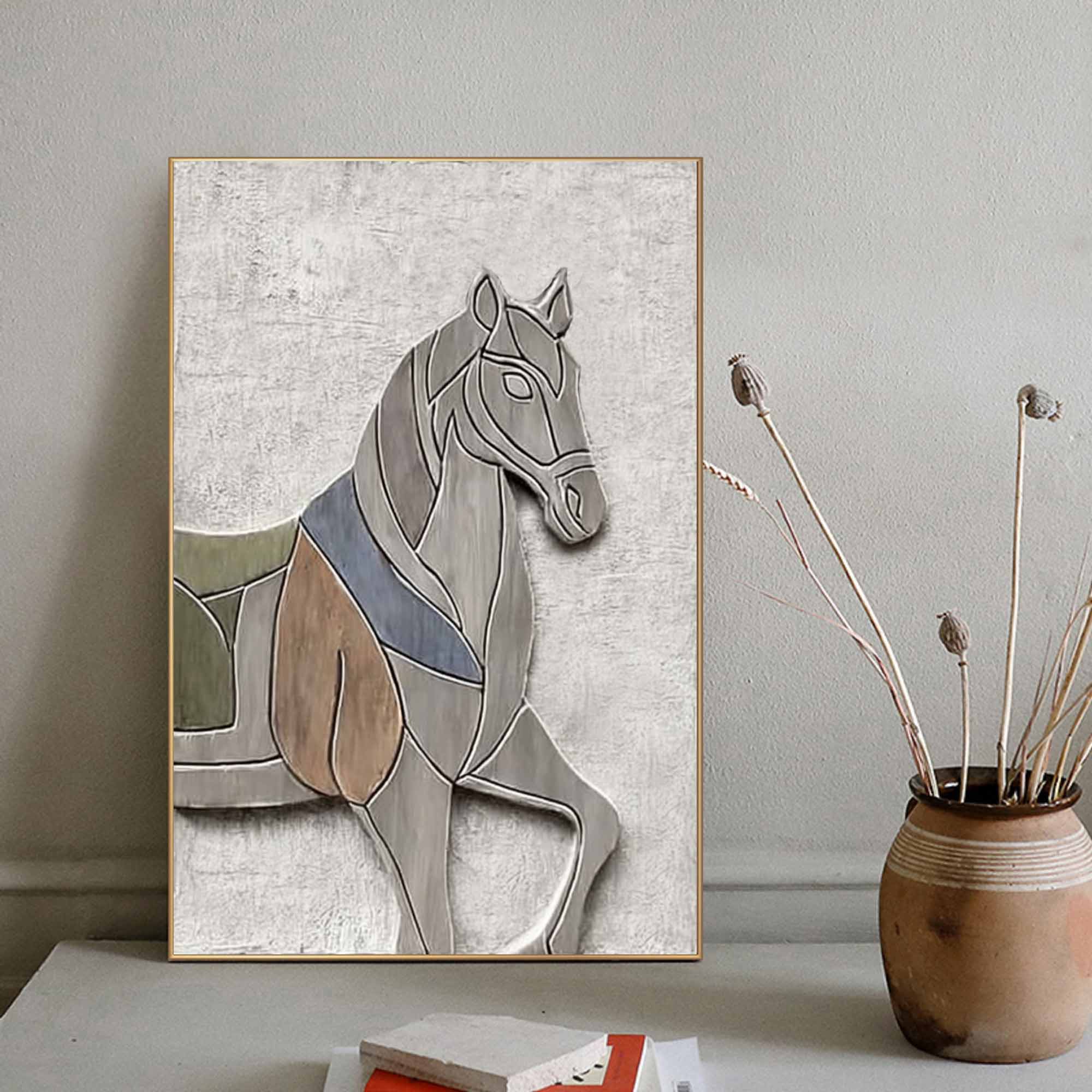 Horse Textured Sculpture wall decor Horse Abstract wood Sculpture art 